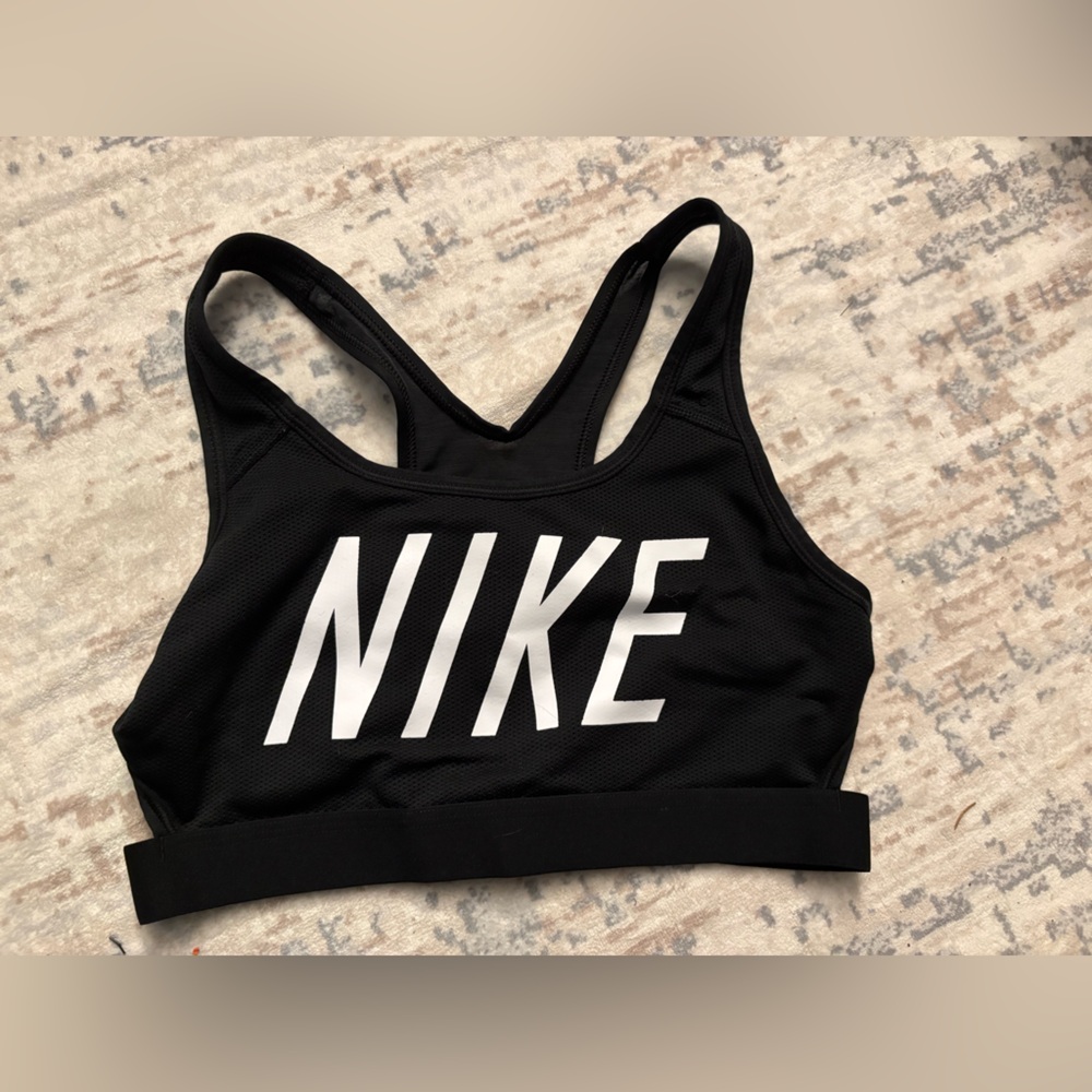 Nike Black Sports Bra with Bold White Logo